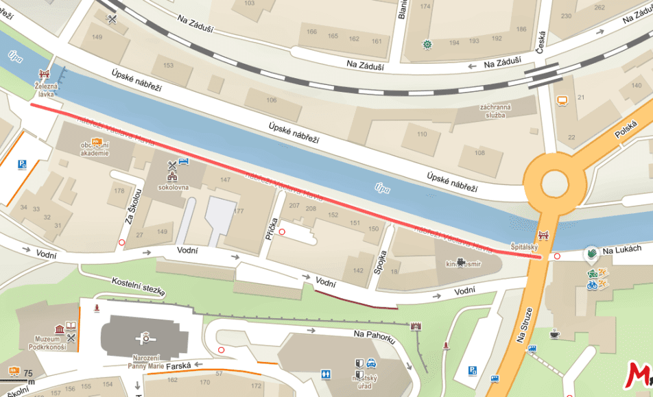 mapa nábřeží Václava Havla