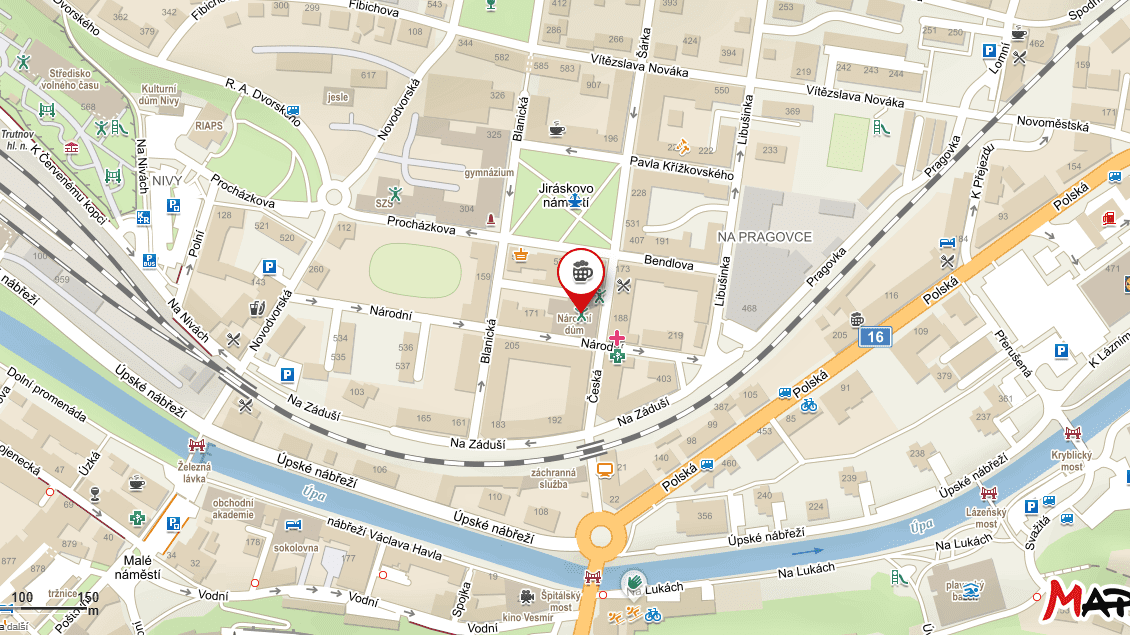 mapa národního domu v Trutnově