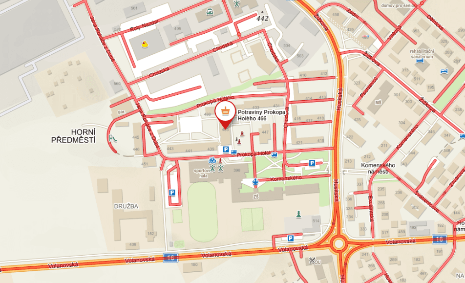 mapa umístění sálu Družba v Trutnově